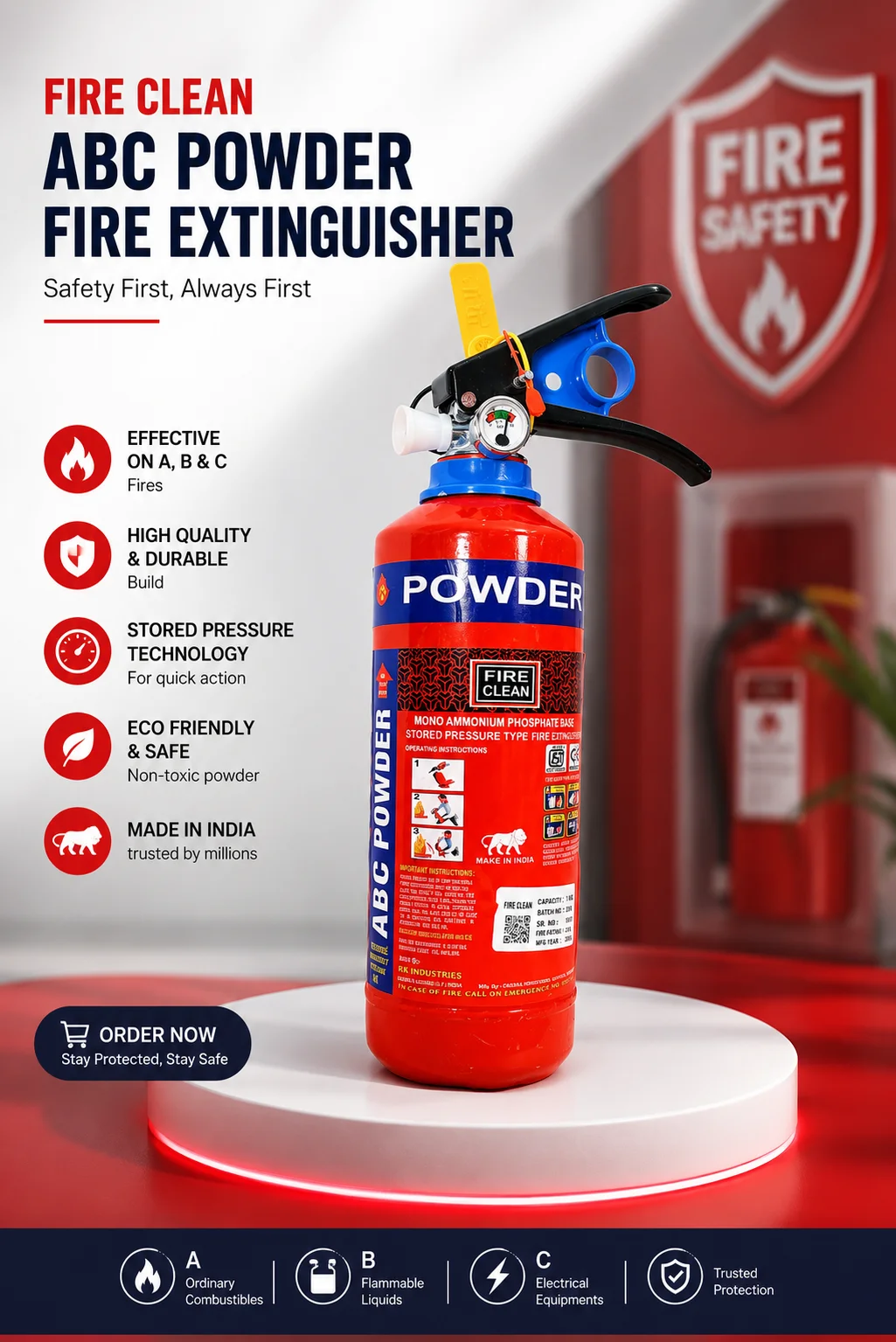 Fire Clean ABC Powder Fire Extinguisher