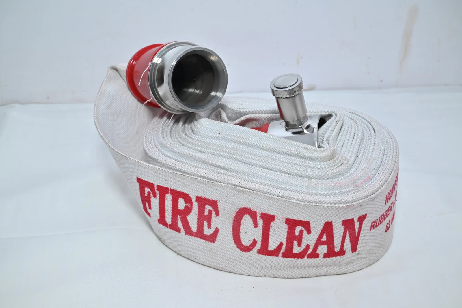 63mm Rubber-Lined Canvas Fire Hose Pipe with Stainless Steel Branch Pipe